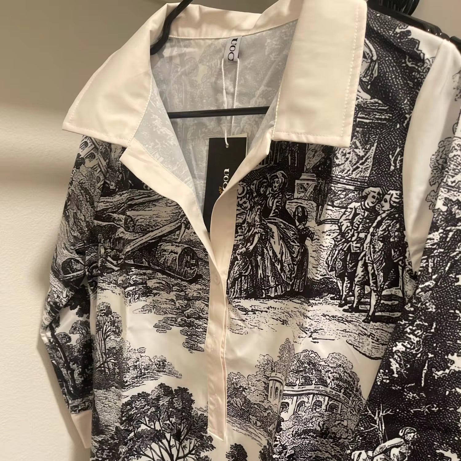 Stylish Vintage Toile Prints Mini Tunic Dress for Women