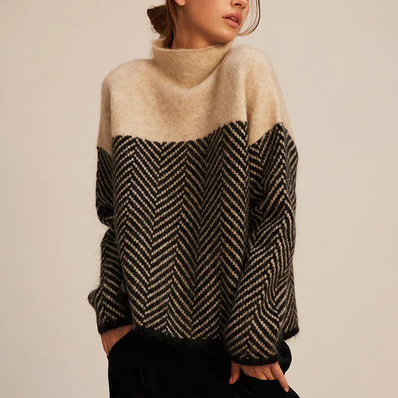 Women's Turtleneck Geometric Pattern Sweater