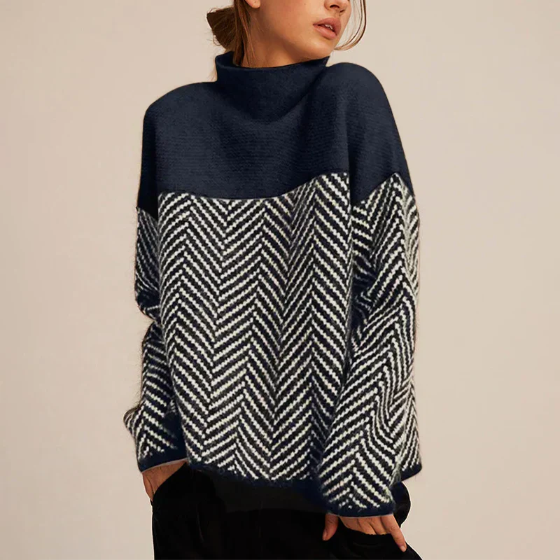 Women's Turtleneck Geometric Pattern Sweater