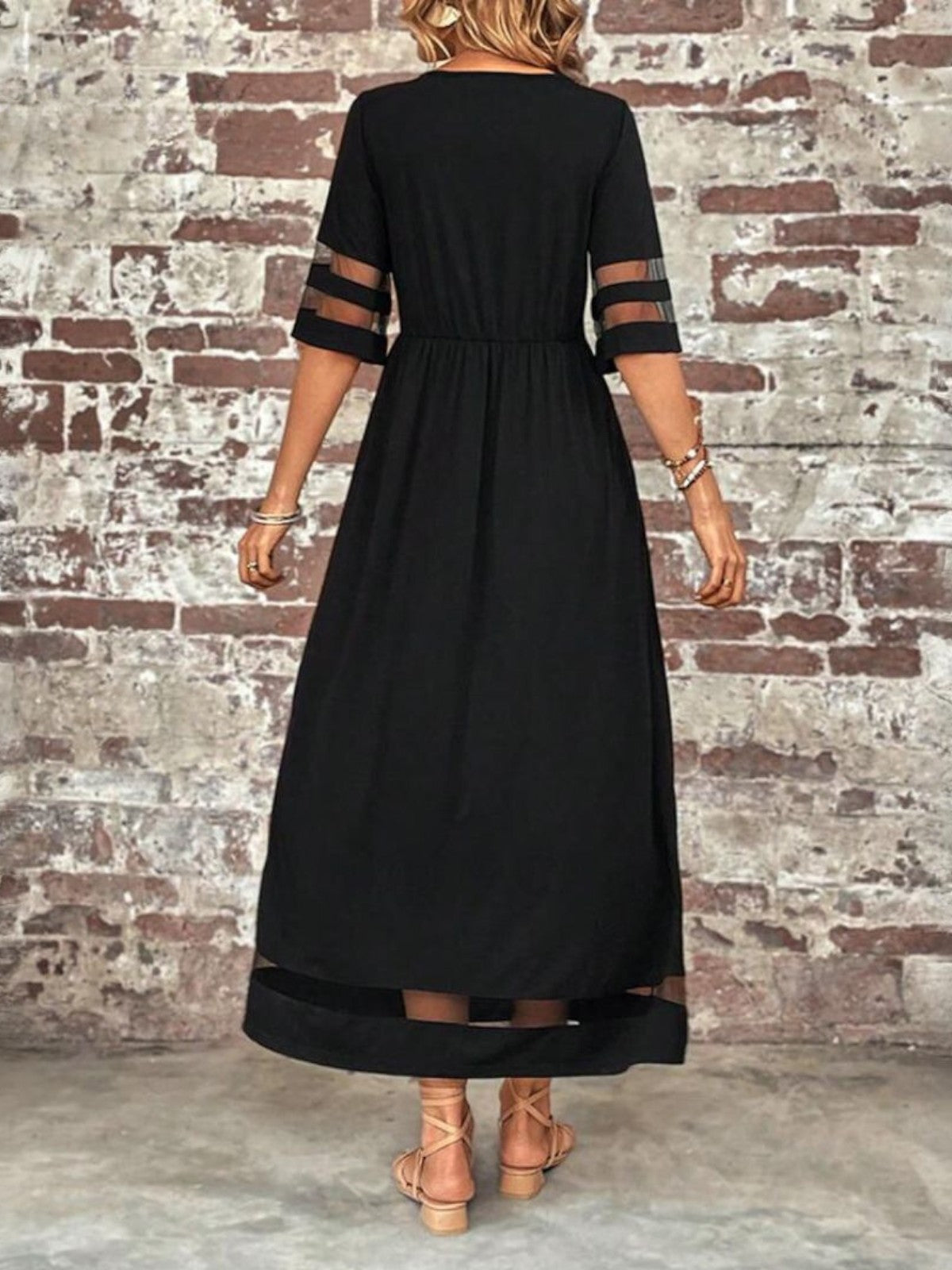 Elegant Sheer Panel Maxi Dress for Women