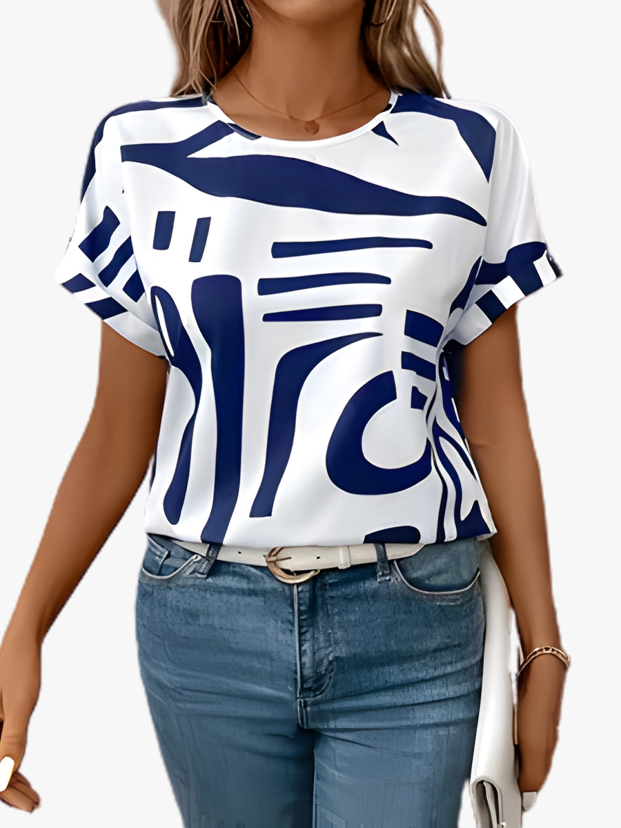 Women's Abstract Print Short Sleeve Top