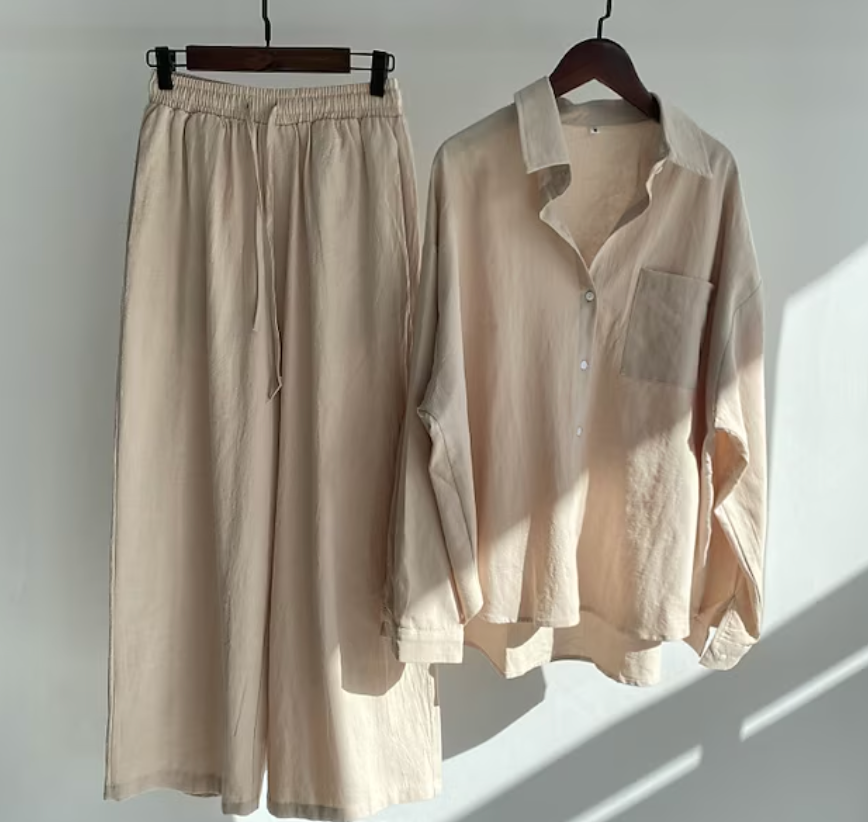 Women’s Sleeveless Two-Piece Summer Set with Relaxed Wide-Leg Pants