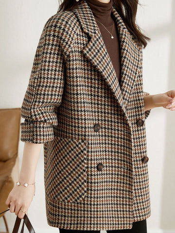 Women's Oversized Houndstooth Double-Breasted Blazer