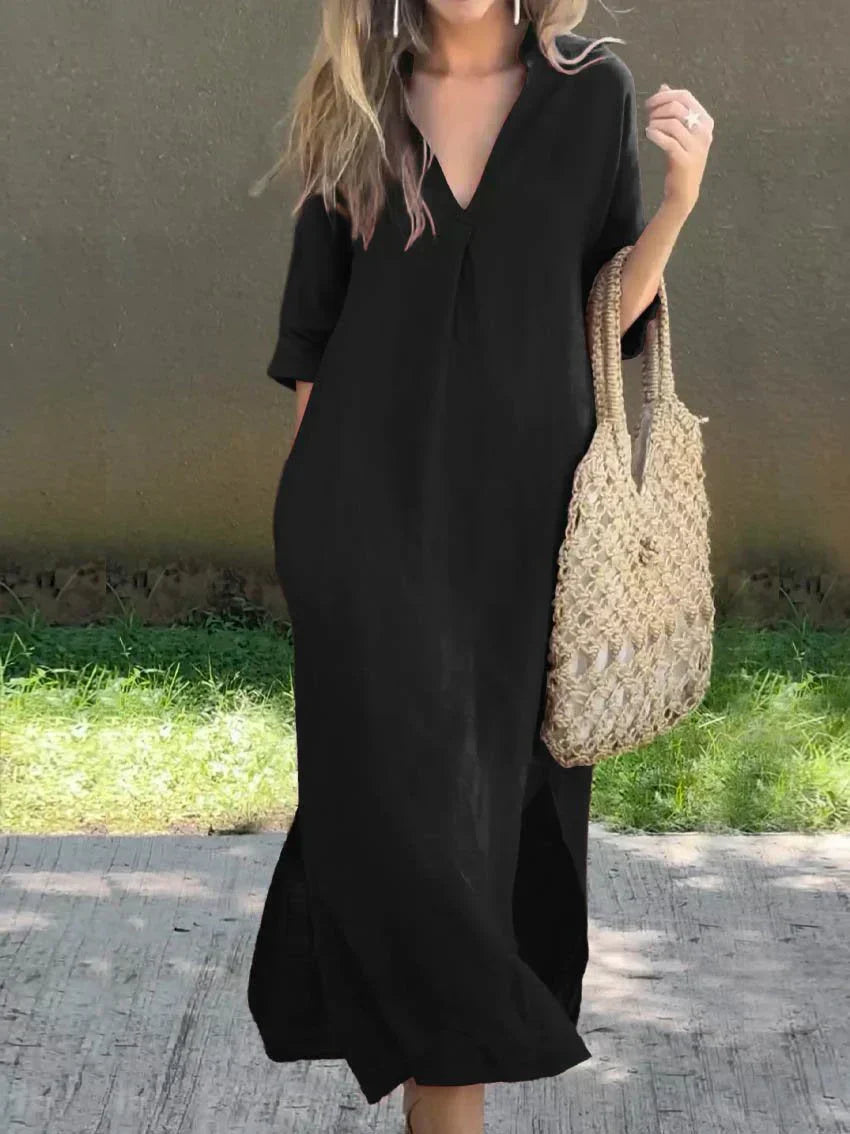 Women's Relaxed V-Neck Maxi Dress
