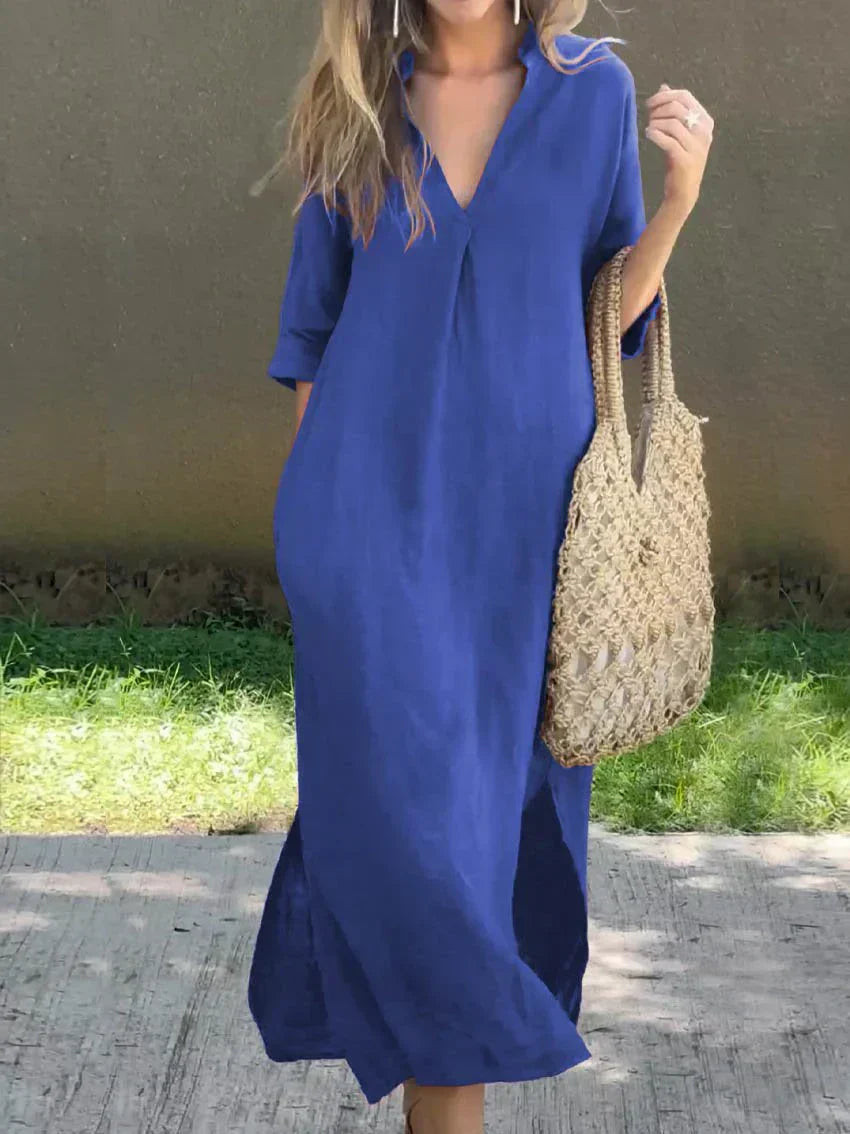 Women's Relaxed V-Neck Maxi Dress