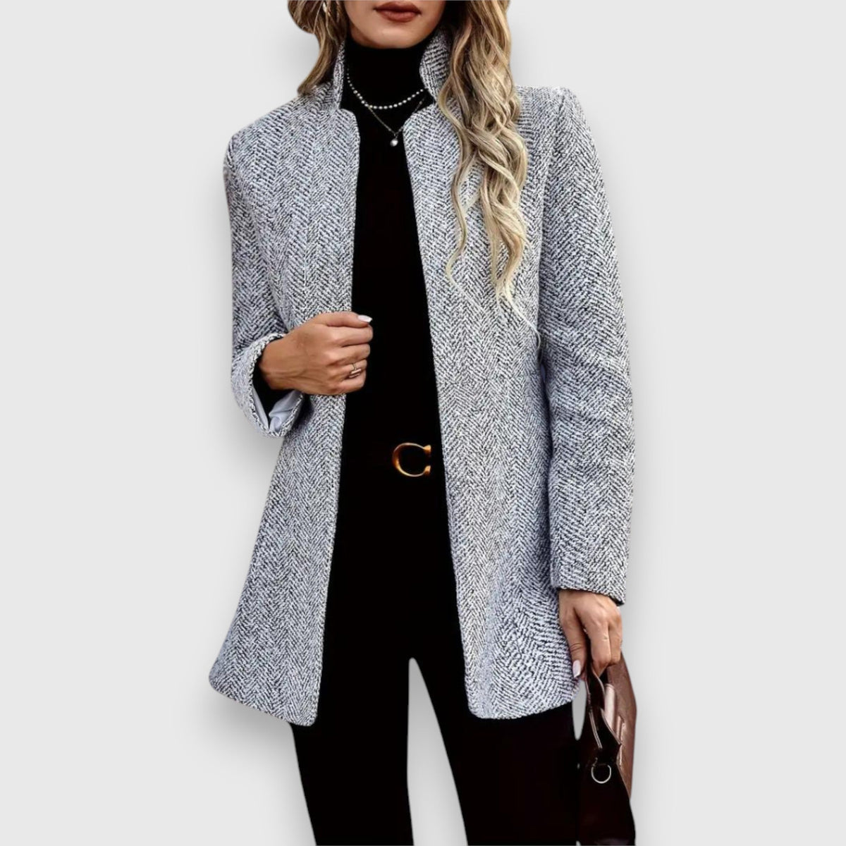 Women's Longline Blazer with Stand Collar