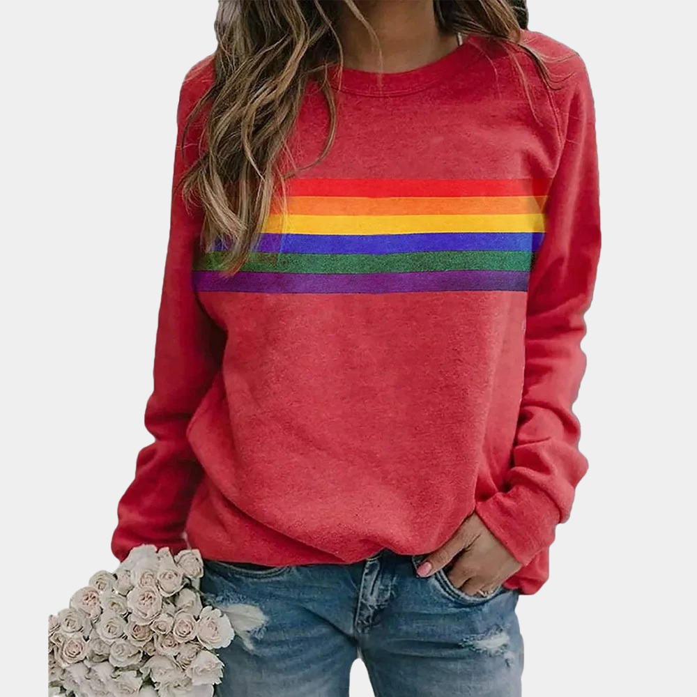 Colorful Rainbow Crewneck Sweatshirt for Women