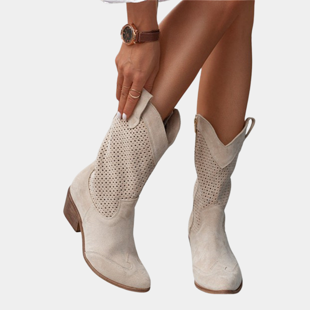 Women's Western Mid-Calf Chunky Heel Cowboy Boots