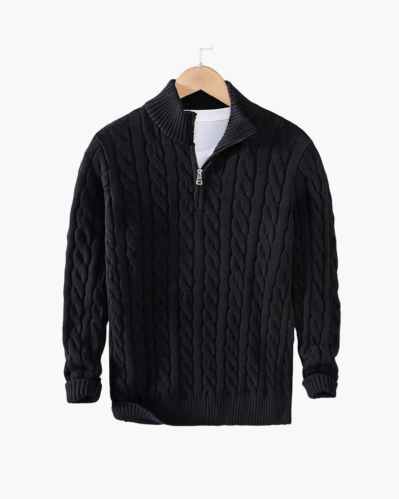 Men's Smart Cable Knit Zip-Up Sweater