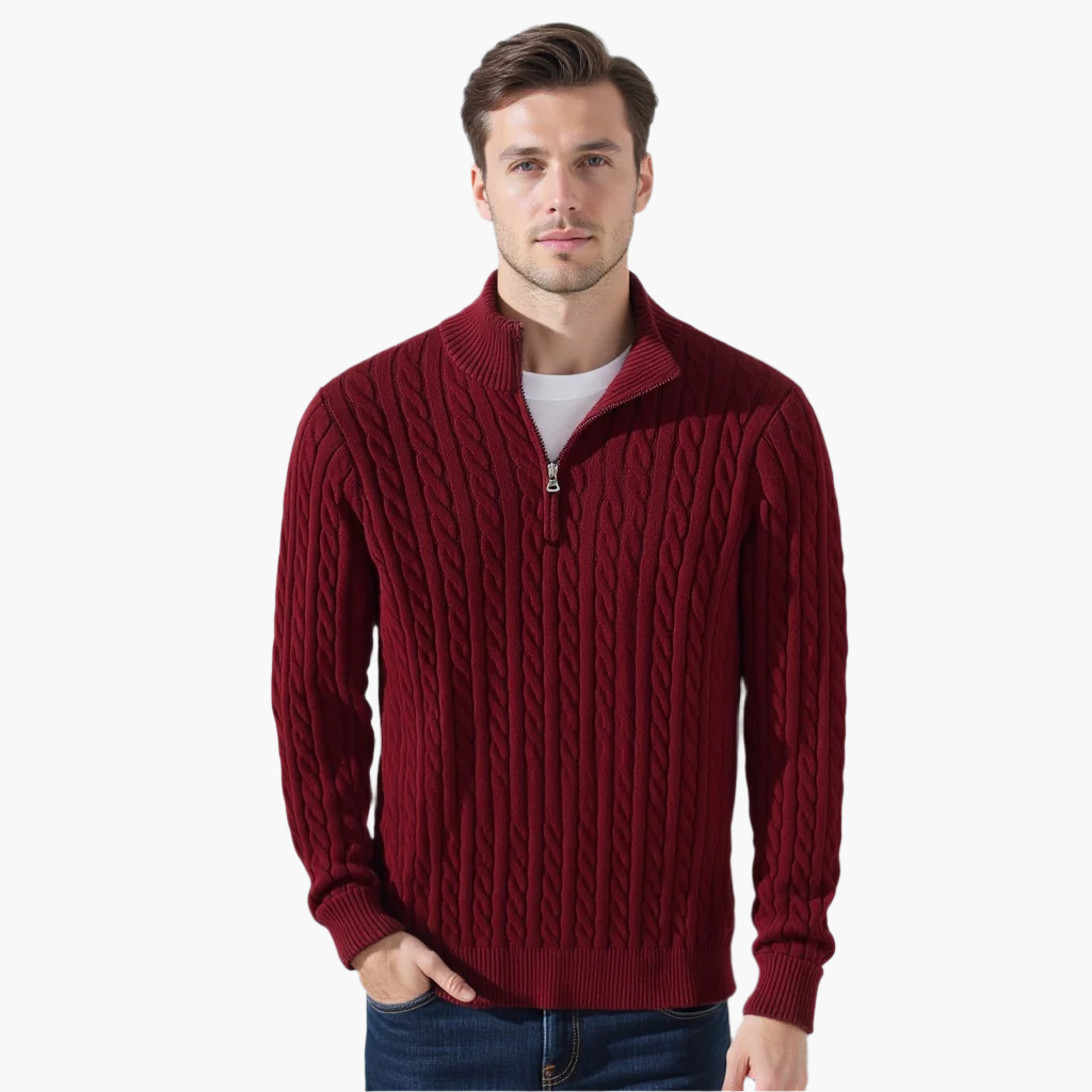 Men's Smart Cable Knit Zip-Up Sweater