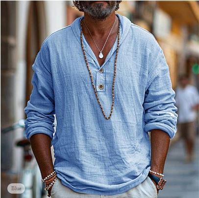 Men's Casual Henley Long Sleeve Shirt
