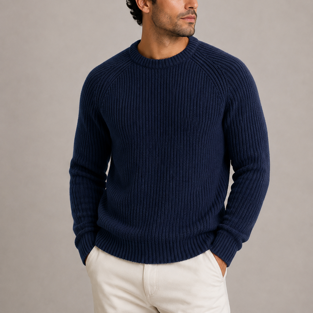 Men’s Classic Ribbed Knit Crew Neck Sweater