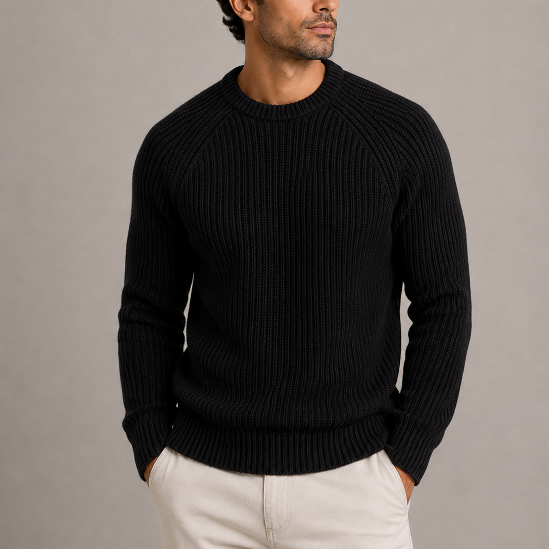 Men’s Classic Ribbed Knit Crew Neck Sweater