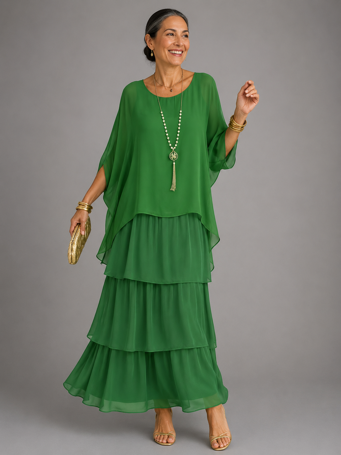 Women’s Tiered Maxi Dress with Flowing Layered Design