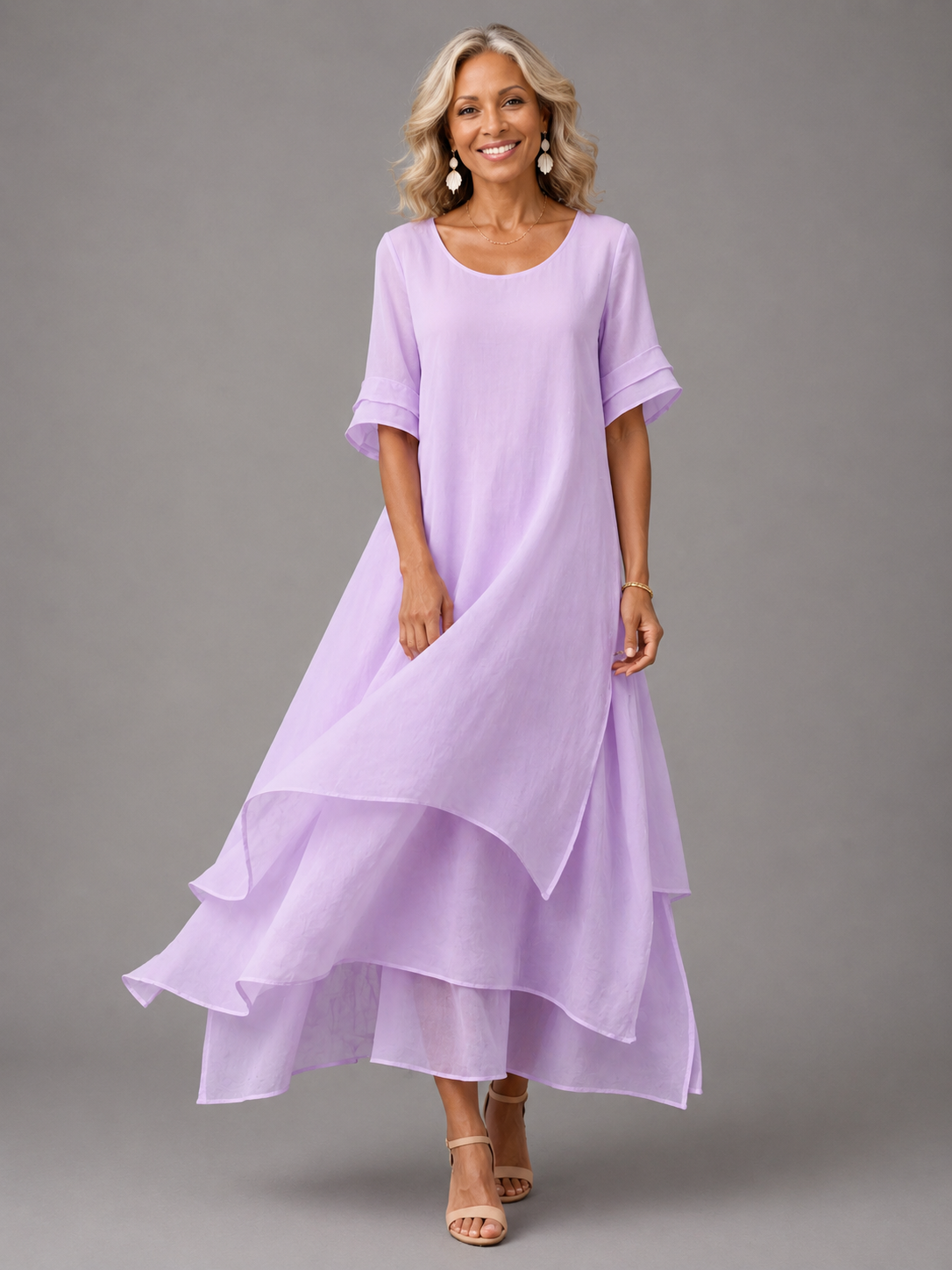 Women's Tiered Maxi Dress with Flowing Ruffle Layers