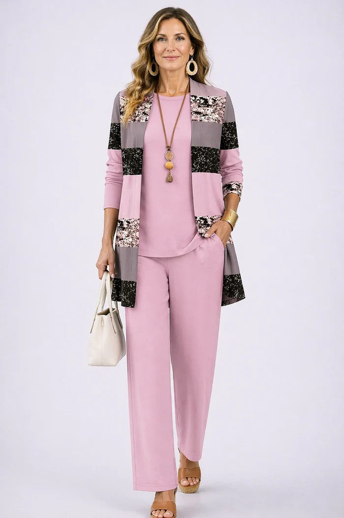 Women's Elegant Printed Co-Ord Three-Piece Set