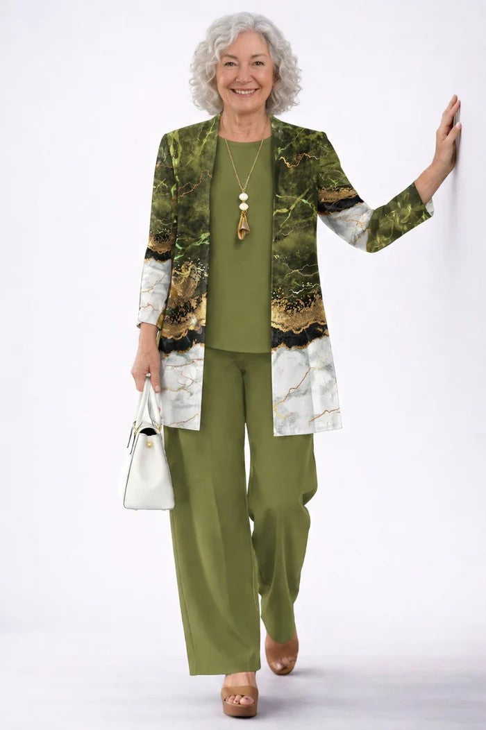Women's Elegant Printed Co-Ord Three-Piece Set