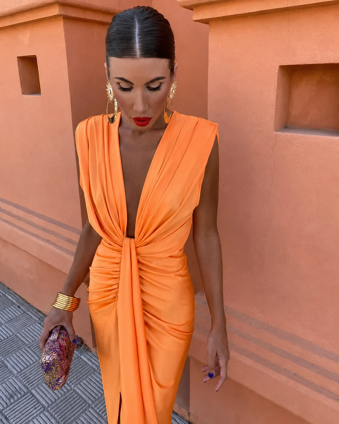 Pleated V-Neck Maxi Dress for Women