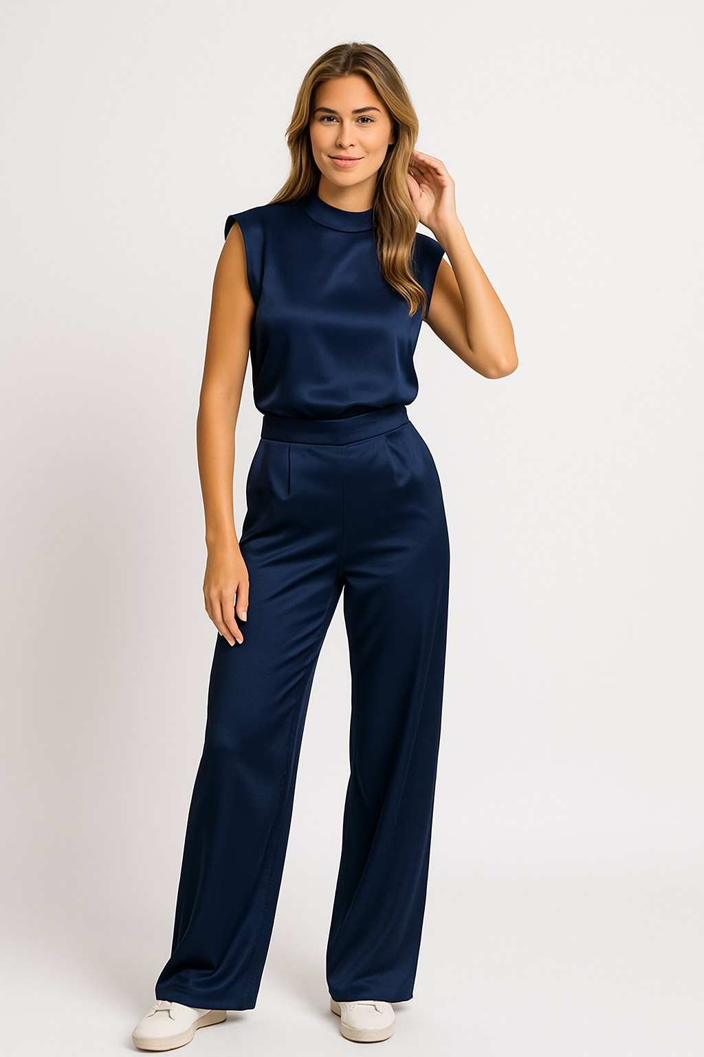 Women's Elegant Cap-Sleeve Wide-Leg Jumpsuit