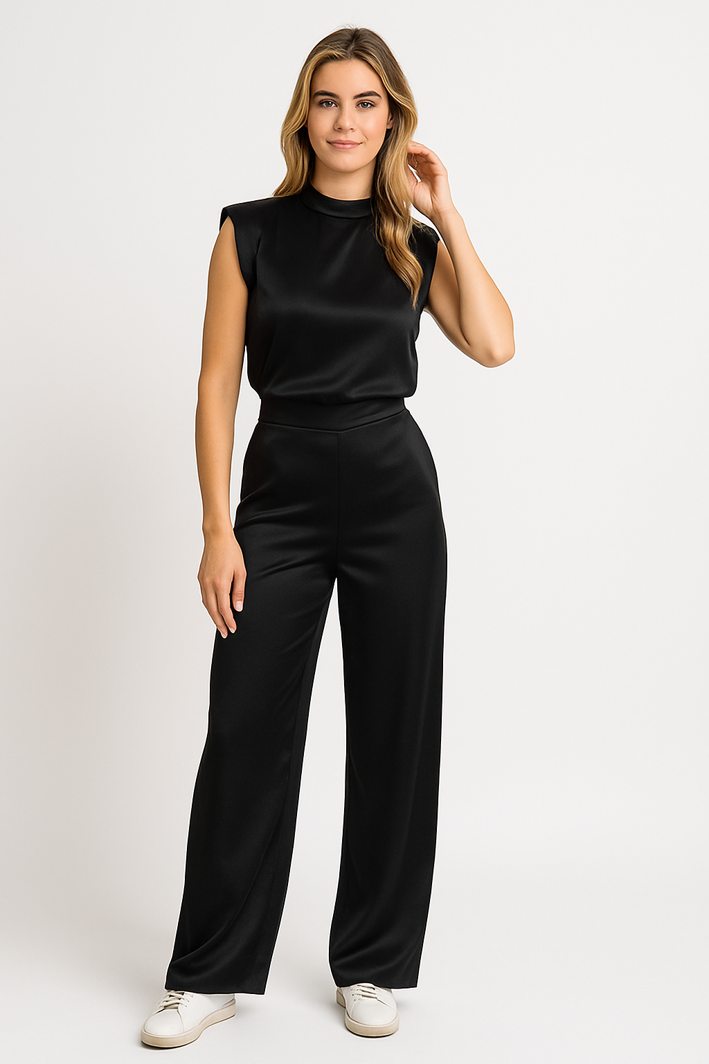 Women's Elegant Cap-Sleeve Wide-Leg Jumpsuit
