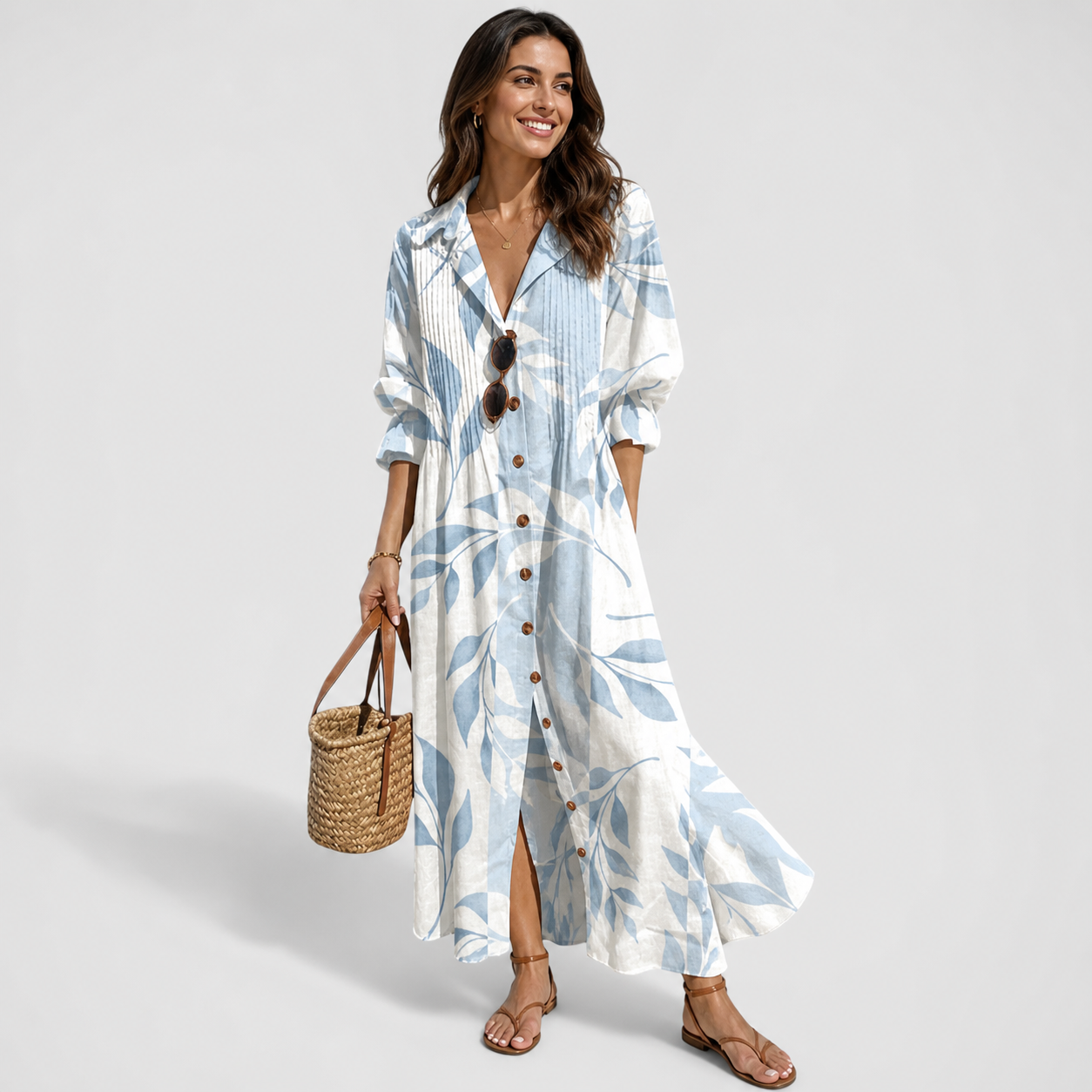 Women's Floral Maxi Dress with Tummy Coverage