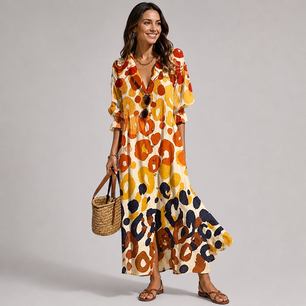 Women's Floral Maxi Dress with Tummy Coverage