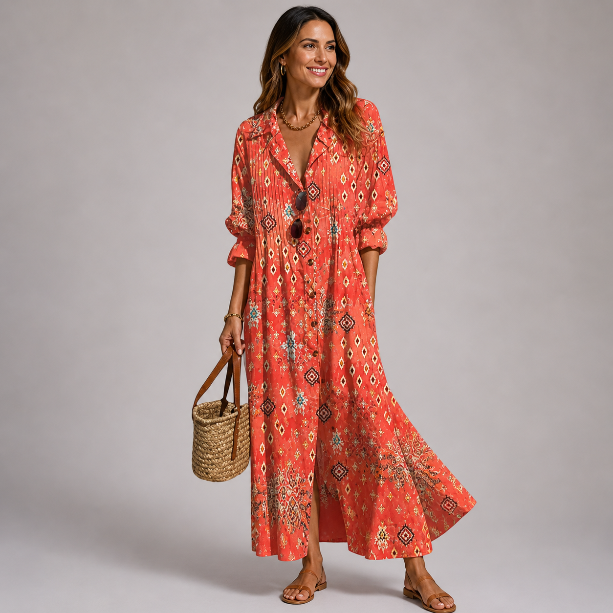 Women's Floral Maxi Dress with Tummy Coverage