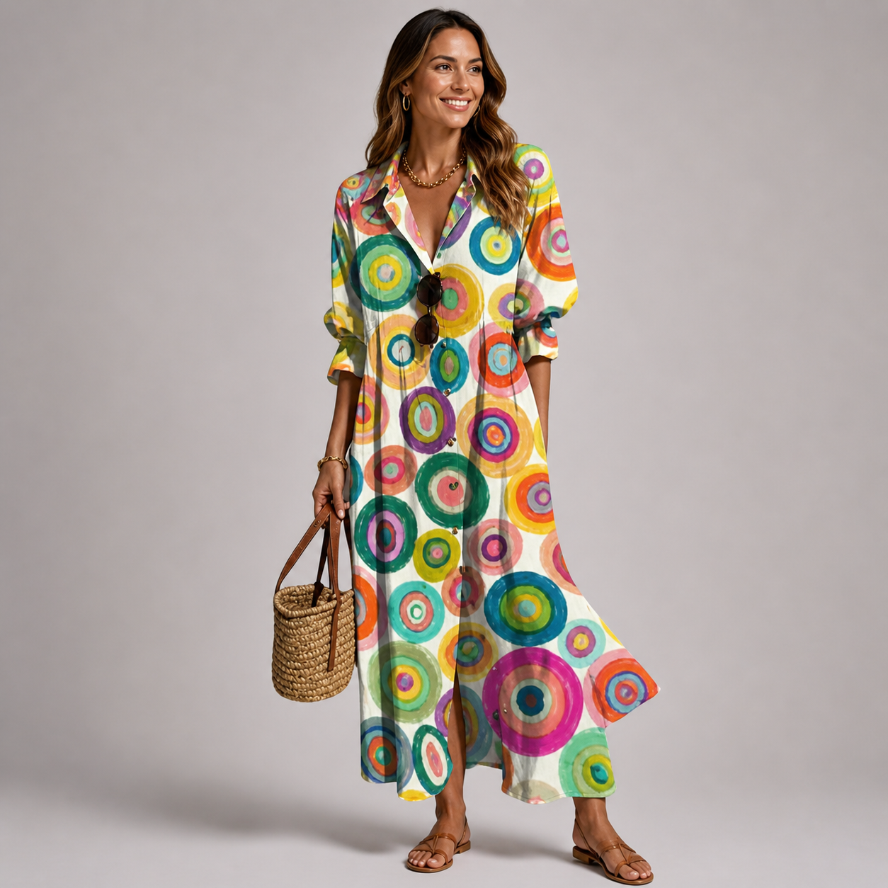 Women's Floral Maxi Dress with Tummy Coverage