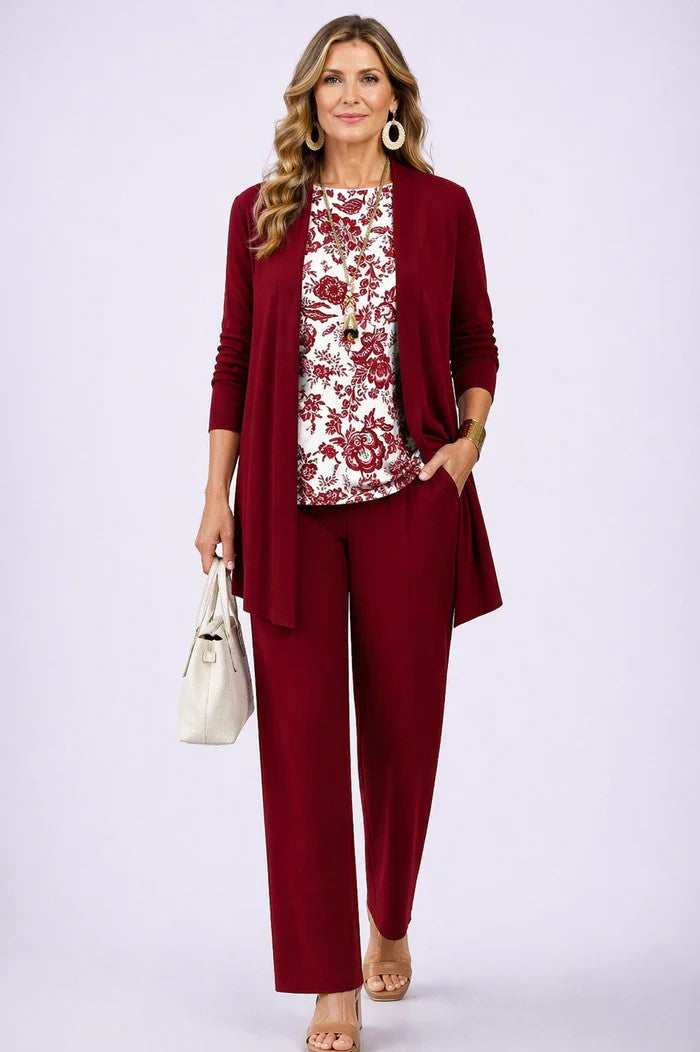 Women's Elegant Printed Co-Ord Three-Piece Set
