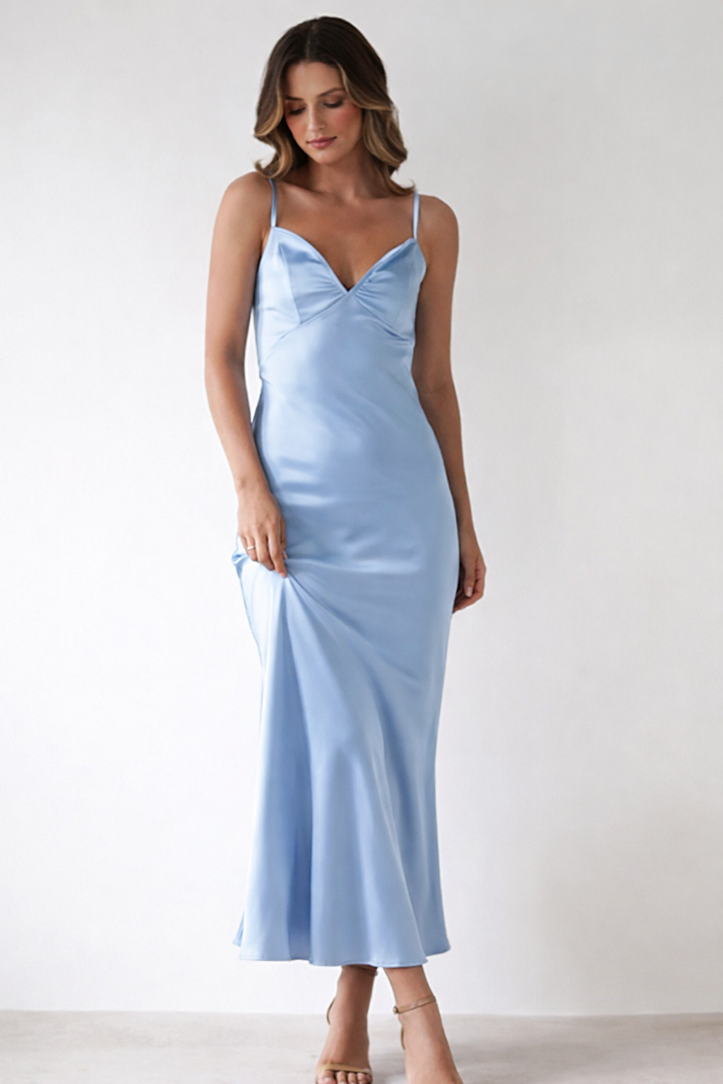 Women’s Elegant Satin Slip Maxi Dress