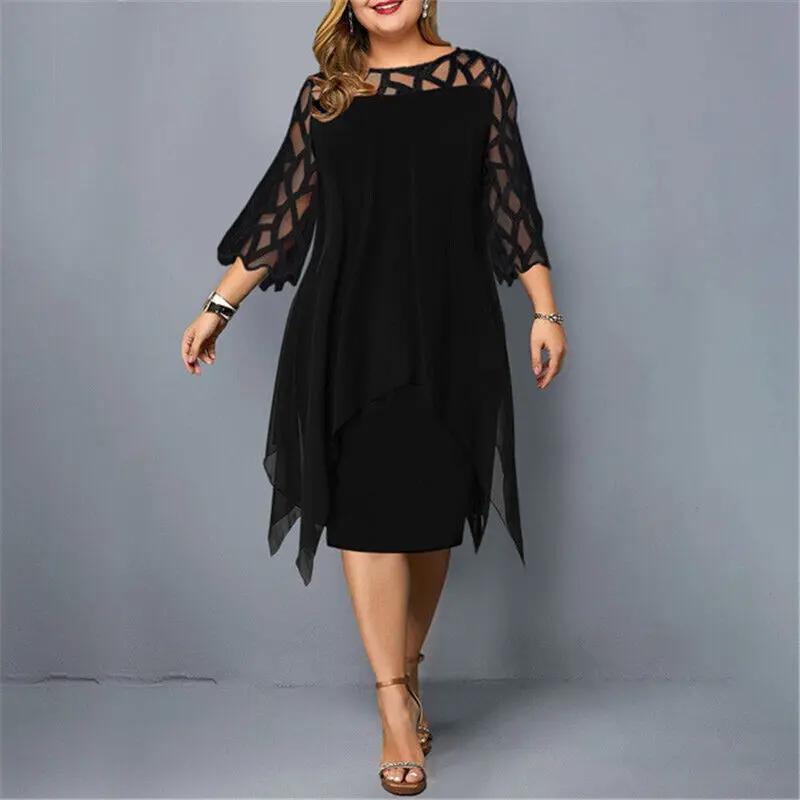 Women's Lace Midi Dress with Round Neckline
