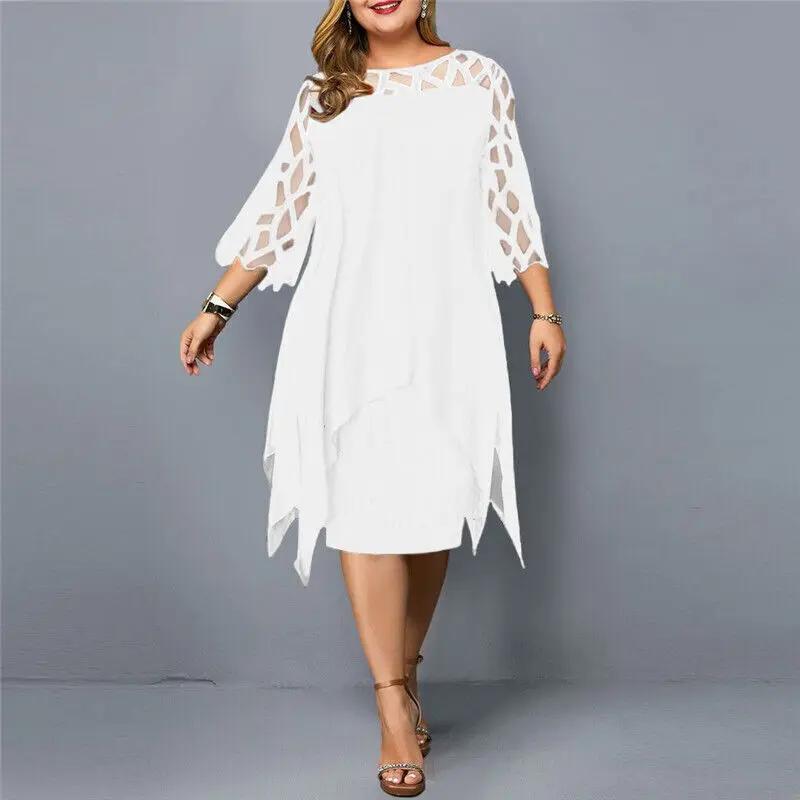 Women's Lace Midi Dress with Round Neckline