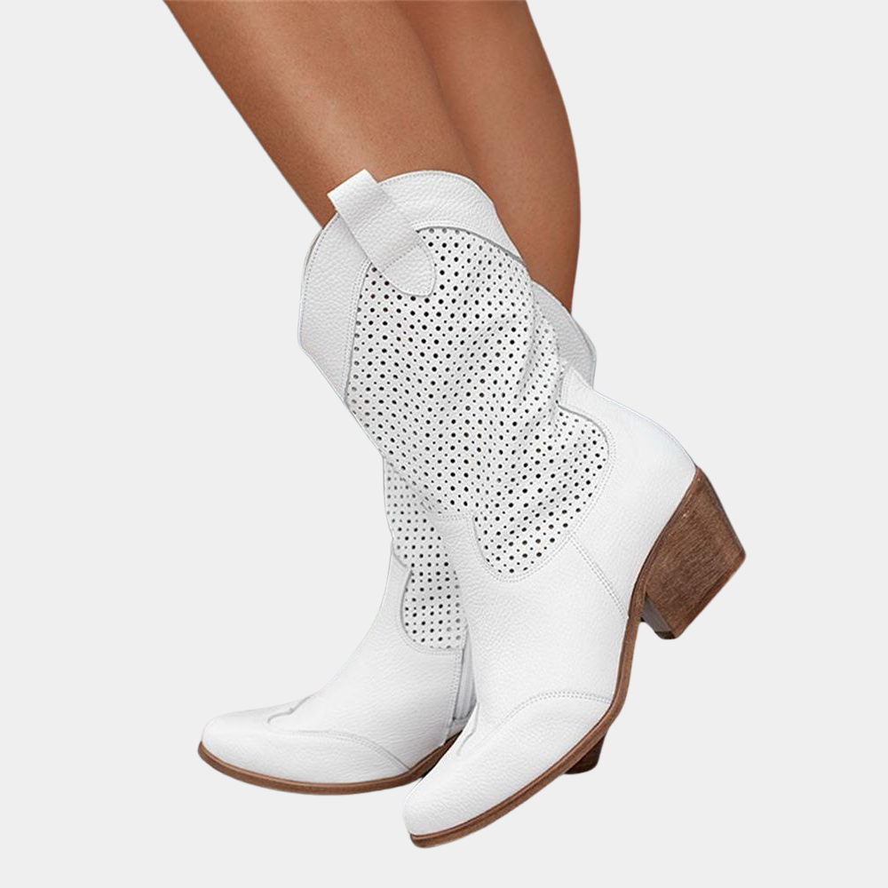 Women's Perforated Western Cowboy Ankle Boots