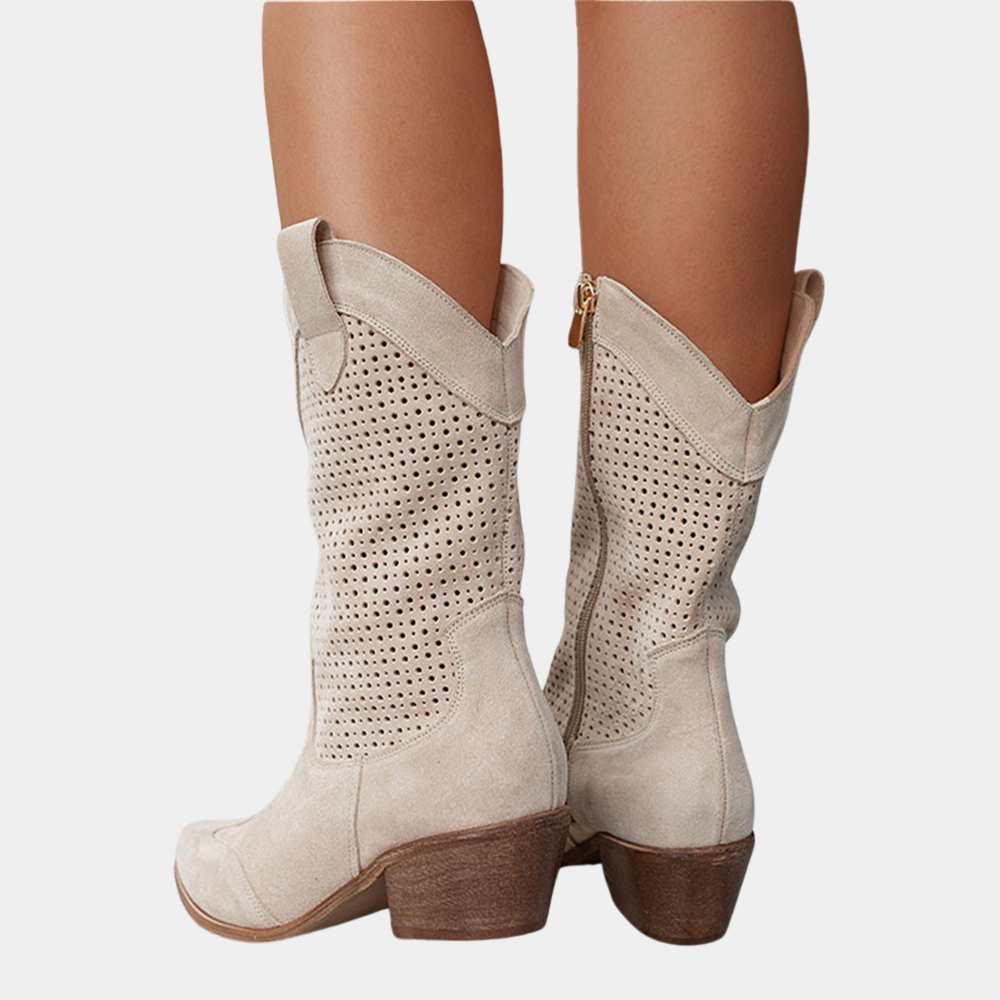 Women's Perforated Western Cowboy Ankle Boots