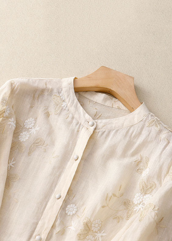 Women’s Floral Embroidered Sheer Blouse Elegant Fit