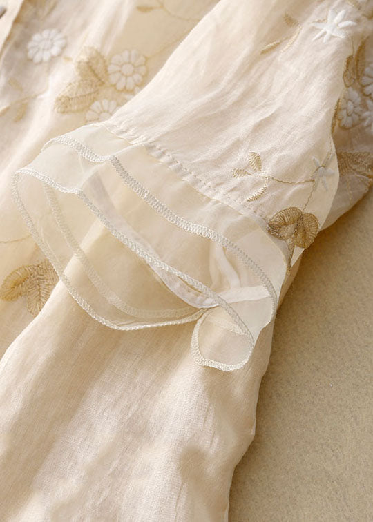 Women’s Floral Embroidered Sheer Blouse Elegant Fit