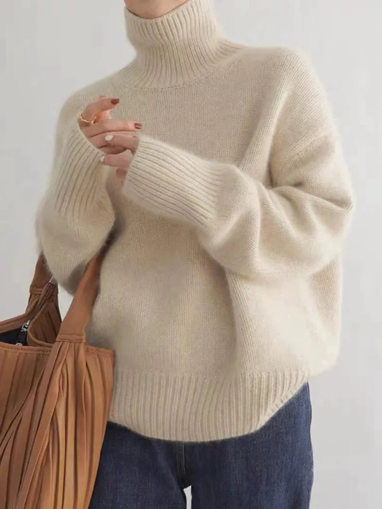 Women's Cozy Turtleneck Relaxed Fit Sweater
