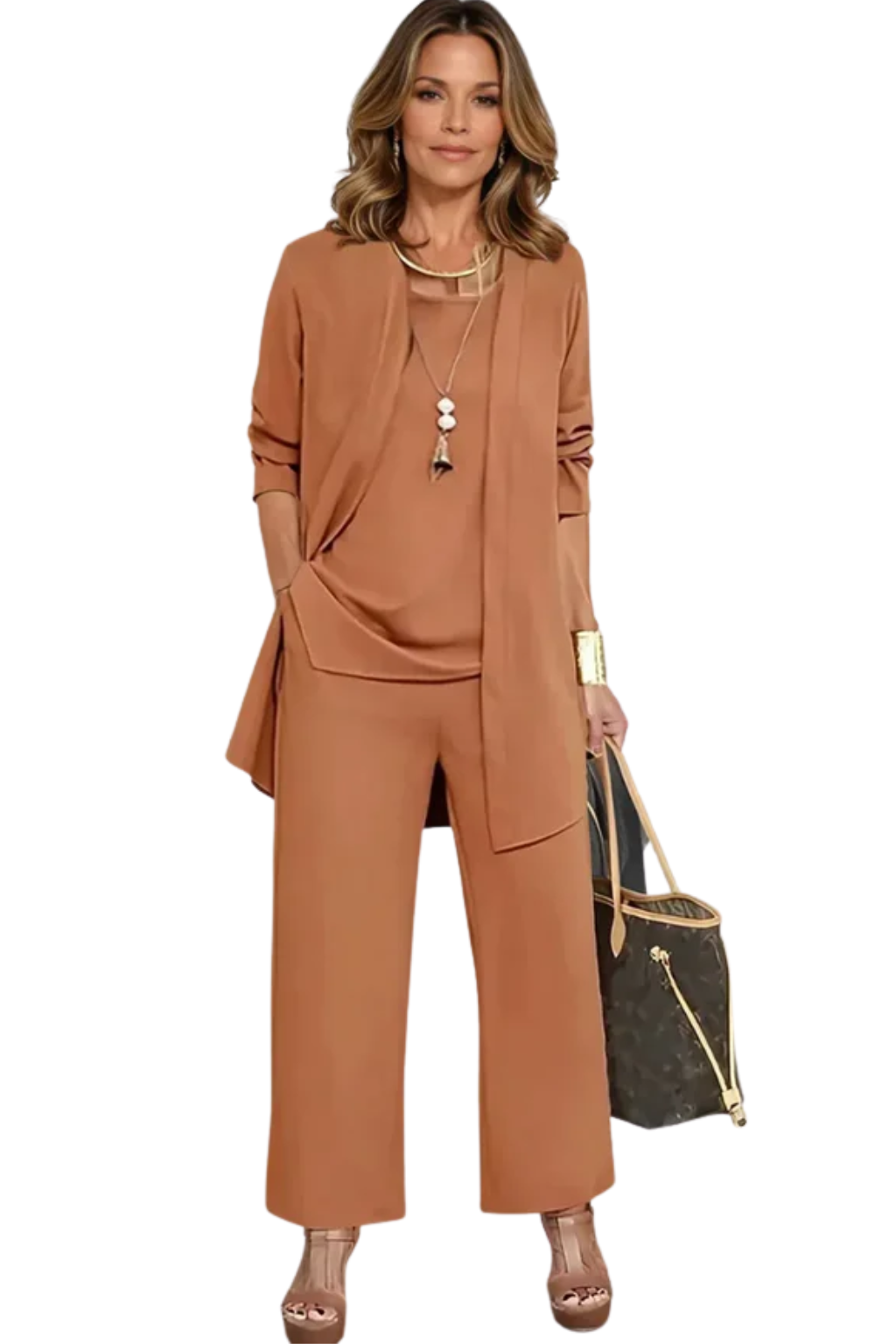 Women's Three-Piece Lounge Set with Wide-Leg Pants