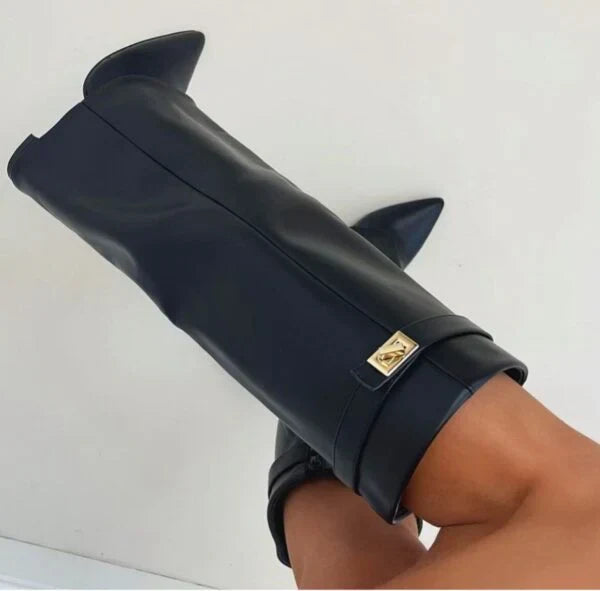 Women's High Boots with Gold Buckle