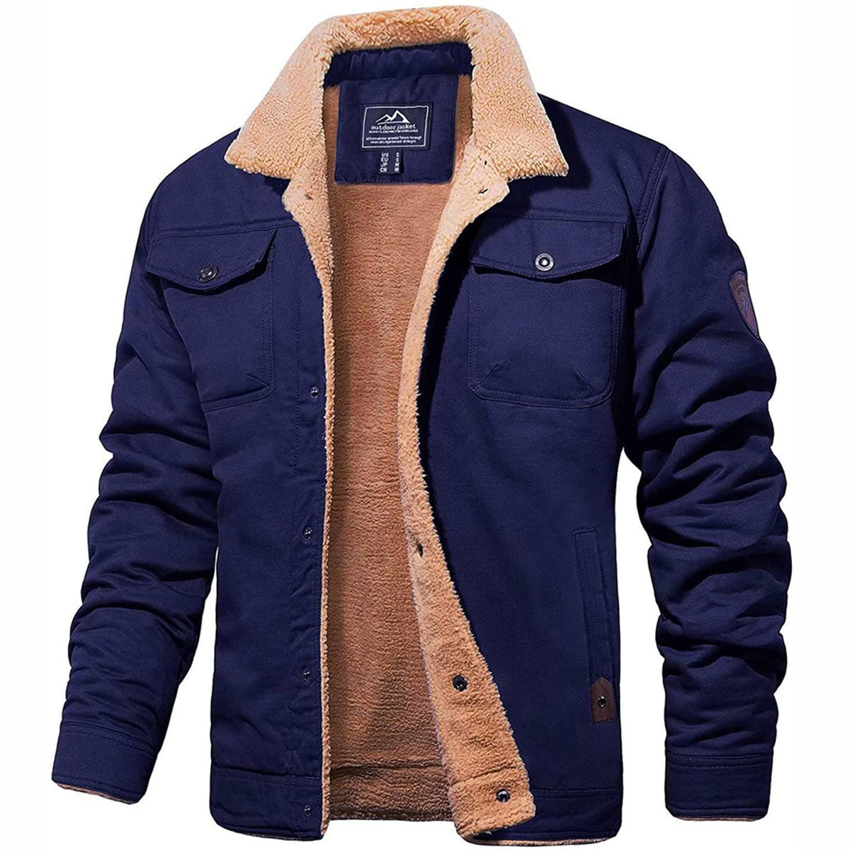 Men's Sherpa-Lined Button-Up Bomber Jacket