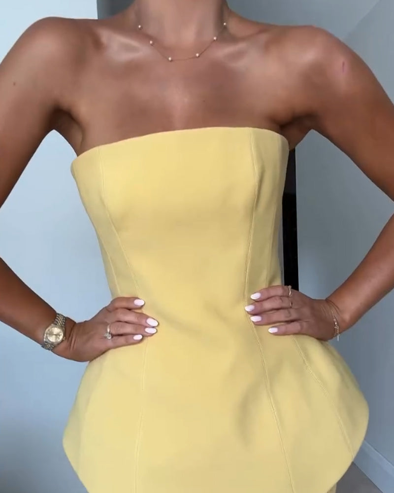 Women’s Strapless Peplum Evening Dress
