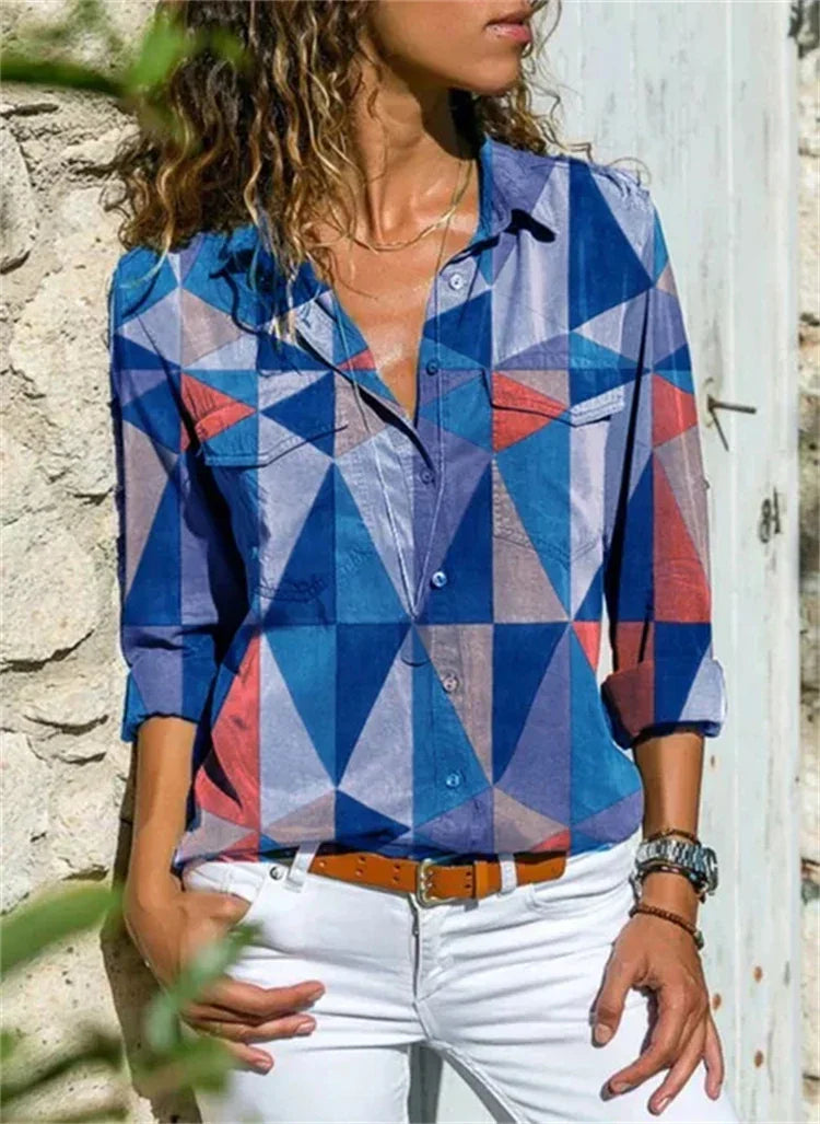 Women’s Abstract Pattern Long Sleeve Blouse