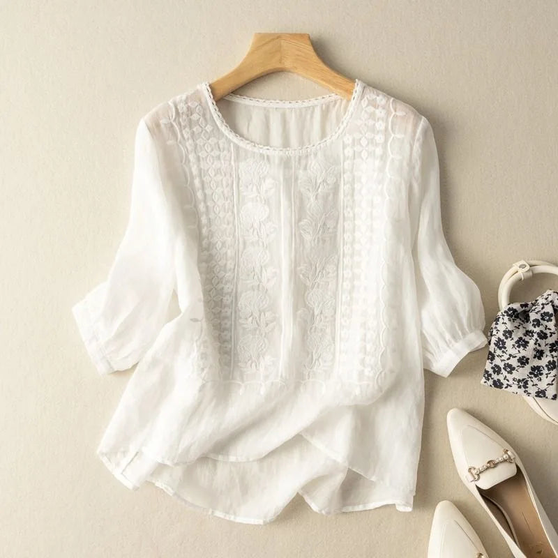 Women's Embroidered Lightweight Summer Blouse