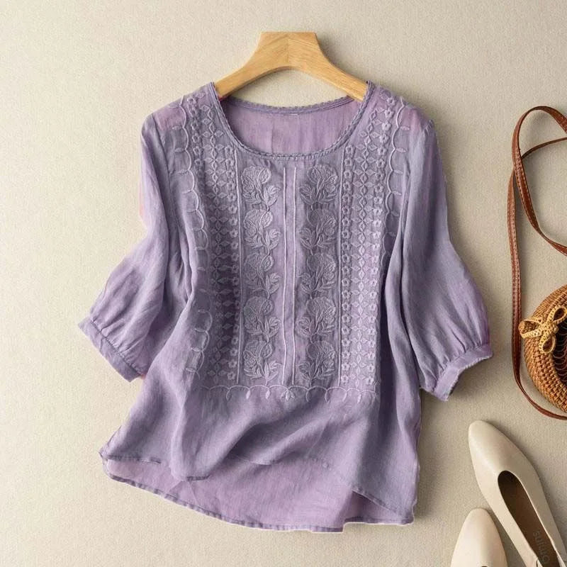 Women's Embroidered Lightweight Summer Blouse