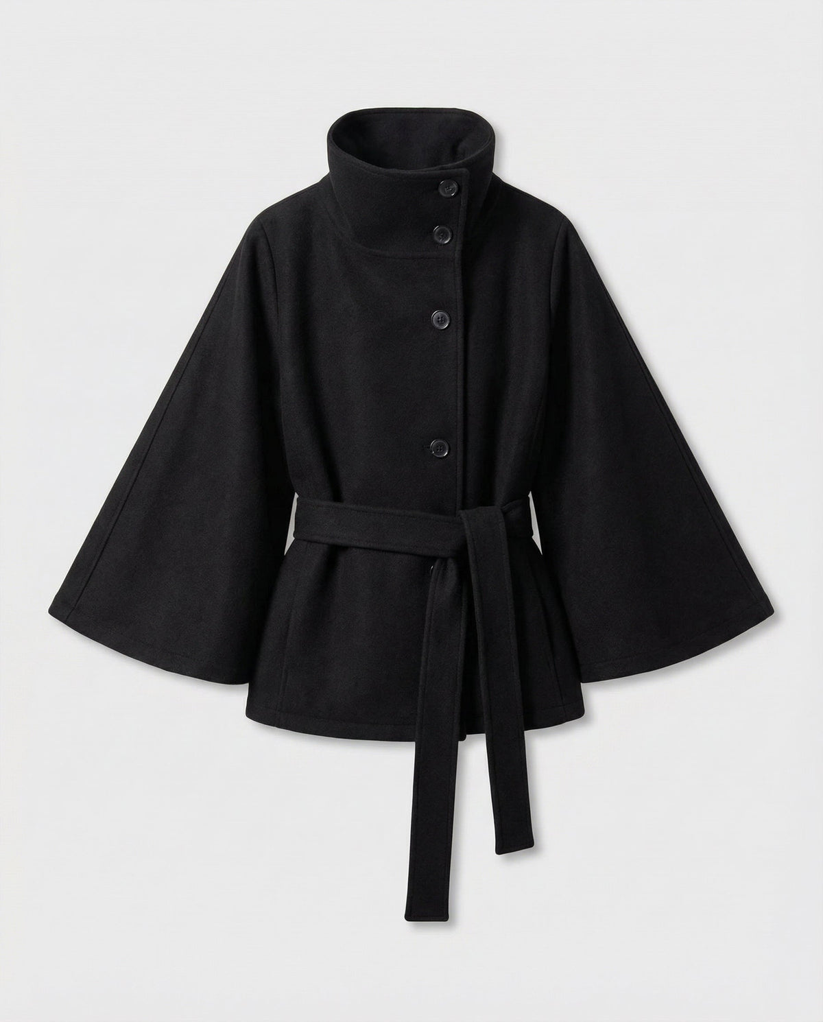 Women's Belted Wrap Shacket Coat with High Collar