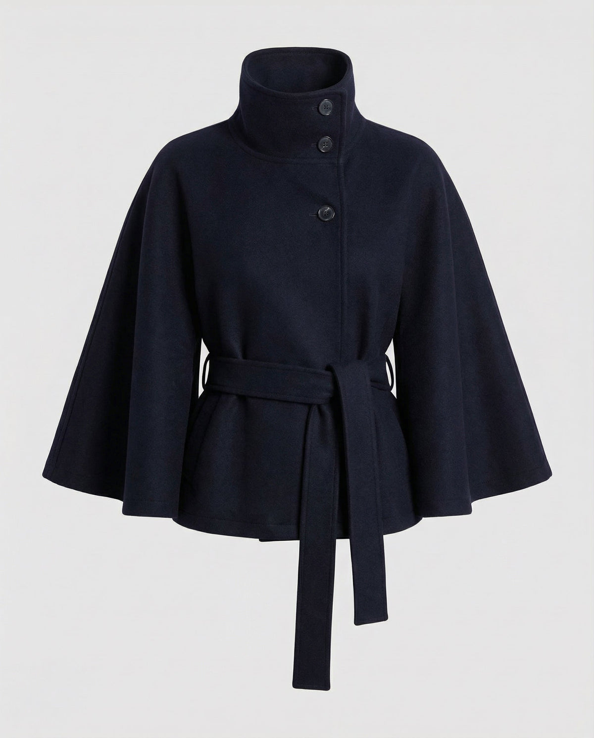 Women's Belted Wrap Shacket Coat with High Collar