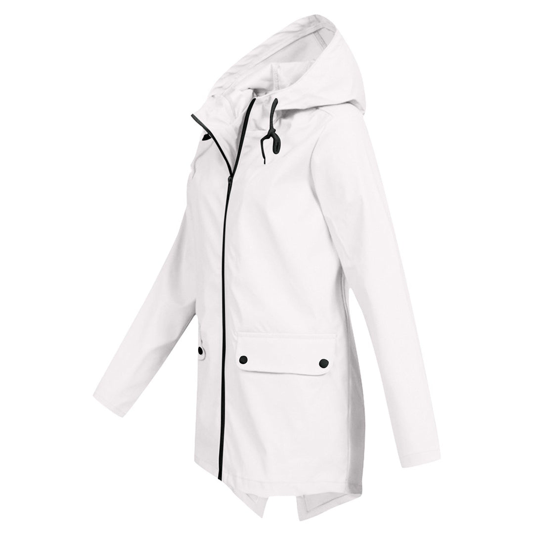 Stylish Long Women's Raincoat with Hood