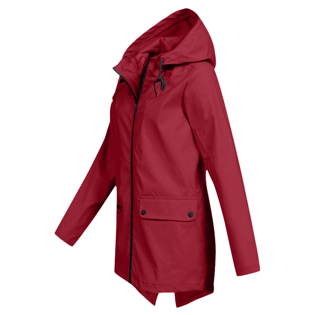 Stylish Long Women's Raincoat with Hood