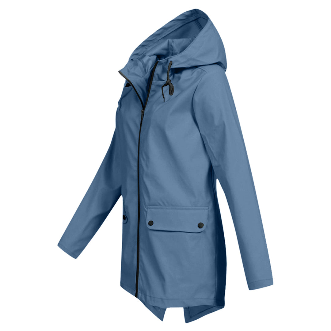 Stylish Long Women's Raincoat with Hood