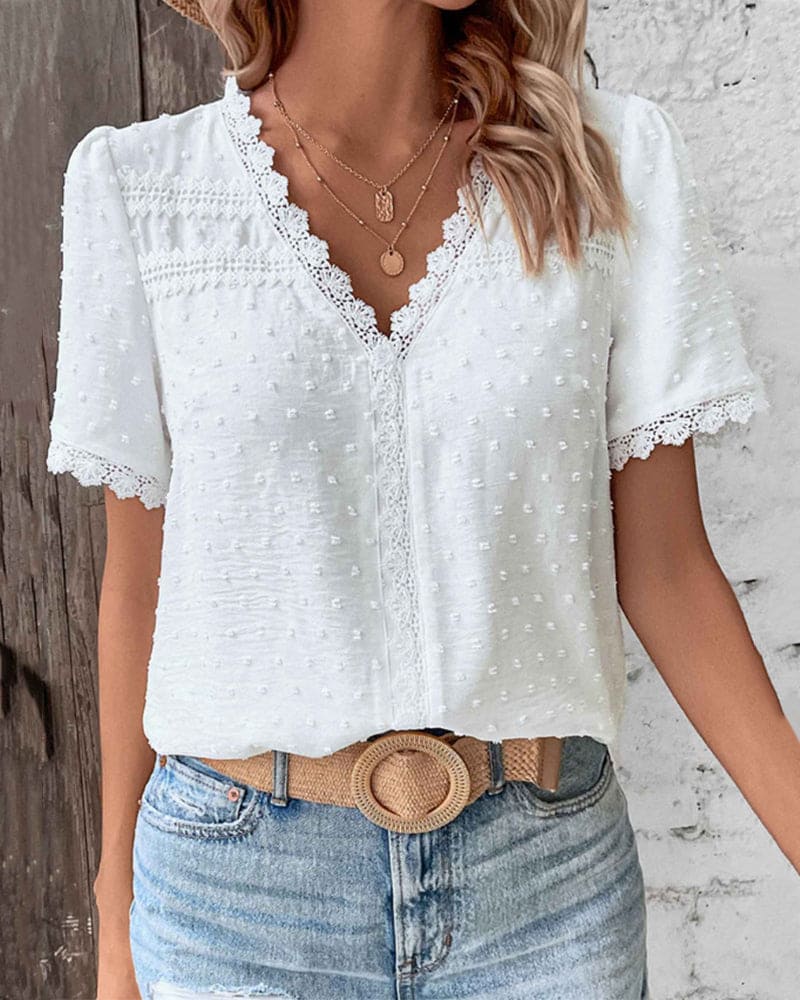 V-Neck Casual Blouse for Women